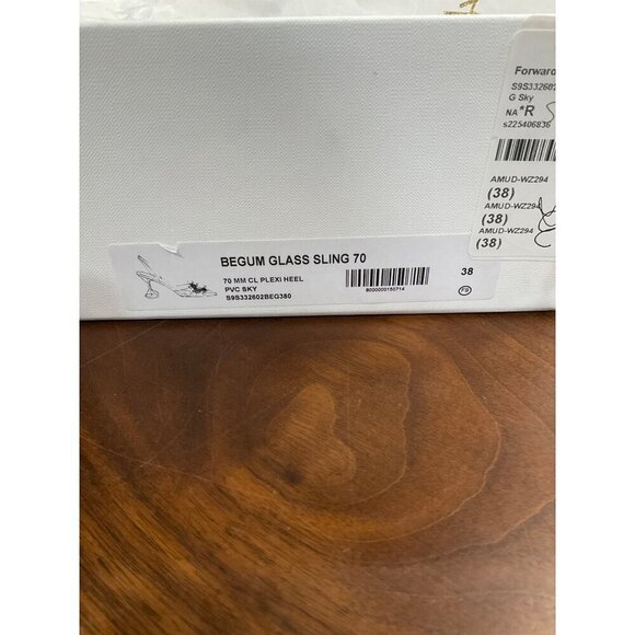 AMINA MUADDI Begum Glass Sling Pump in Sky 38 With Box Womens High Heels - Picture 15 of 17